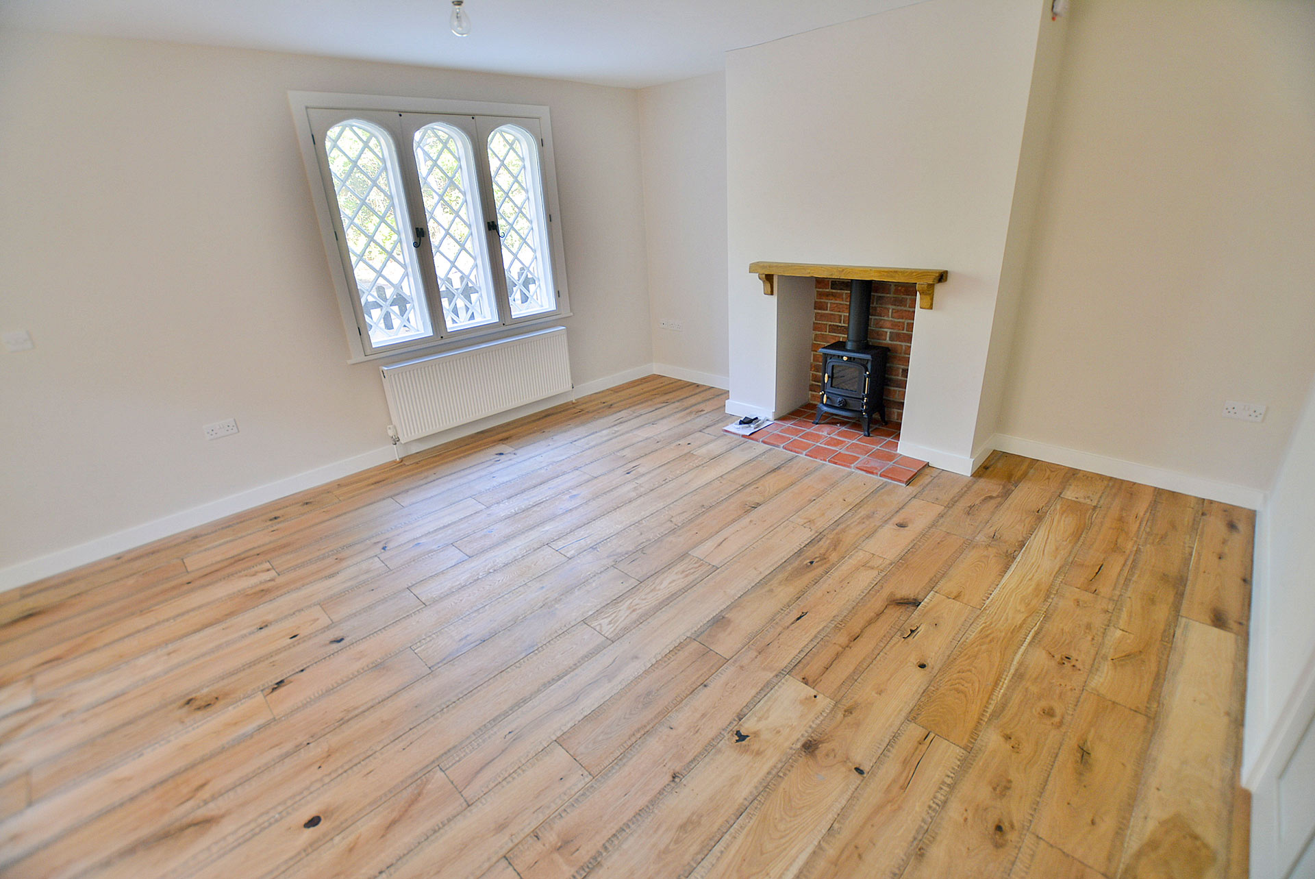 interior living space with log burner fireplace