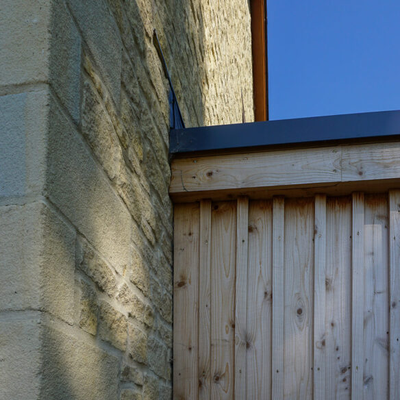 stone and timber cladding detail on house