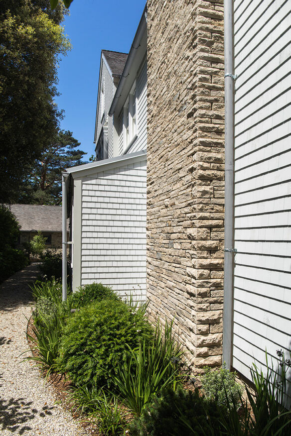 external stone and cladding detail on house