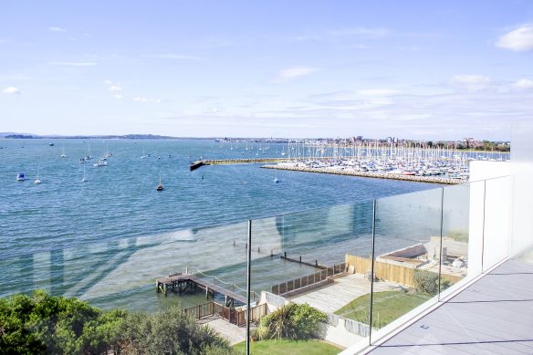 view of the sea and harbour from balcony