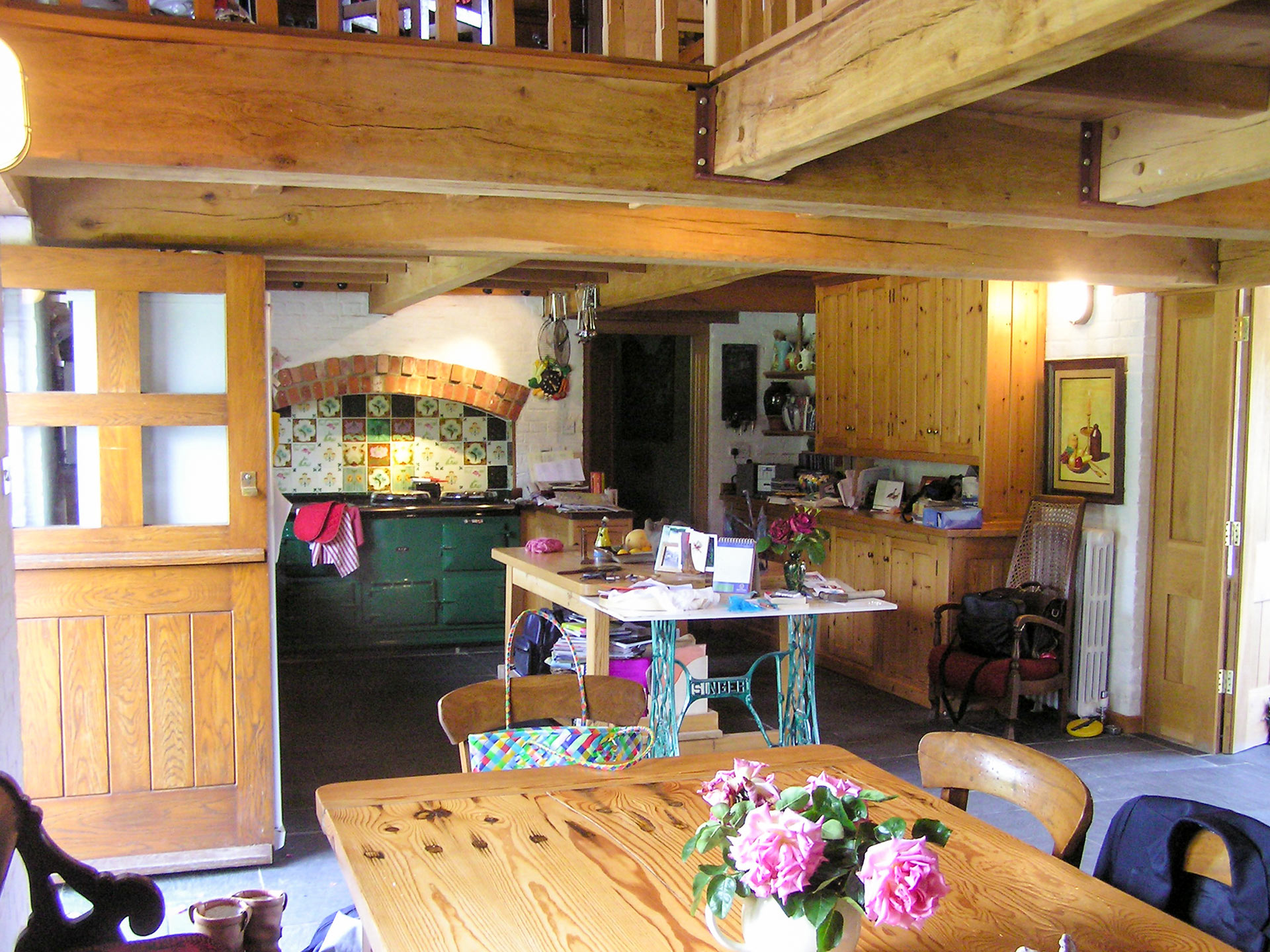 interior kitchen with aga and gallery above