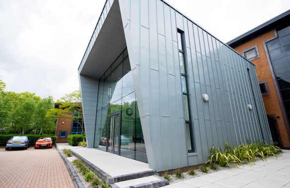 front entrance approach of extension to office building