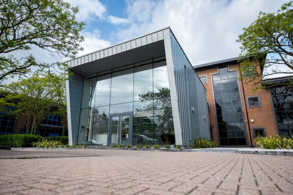 front entrance approach of extension to office building