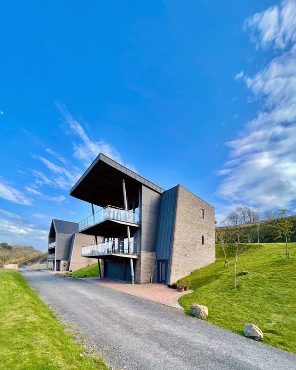 Modern new build with zinc sloping ceiling