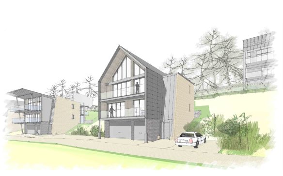 Sketch scheme front view of new houses