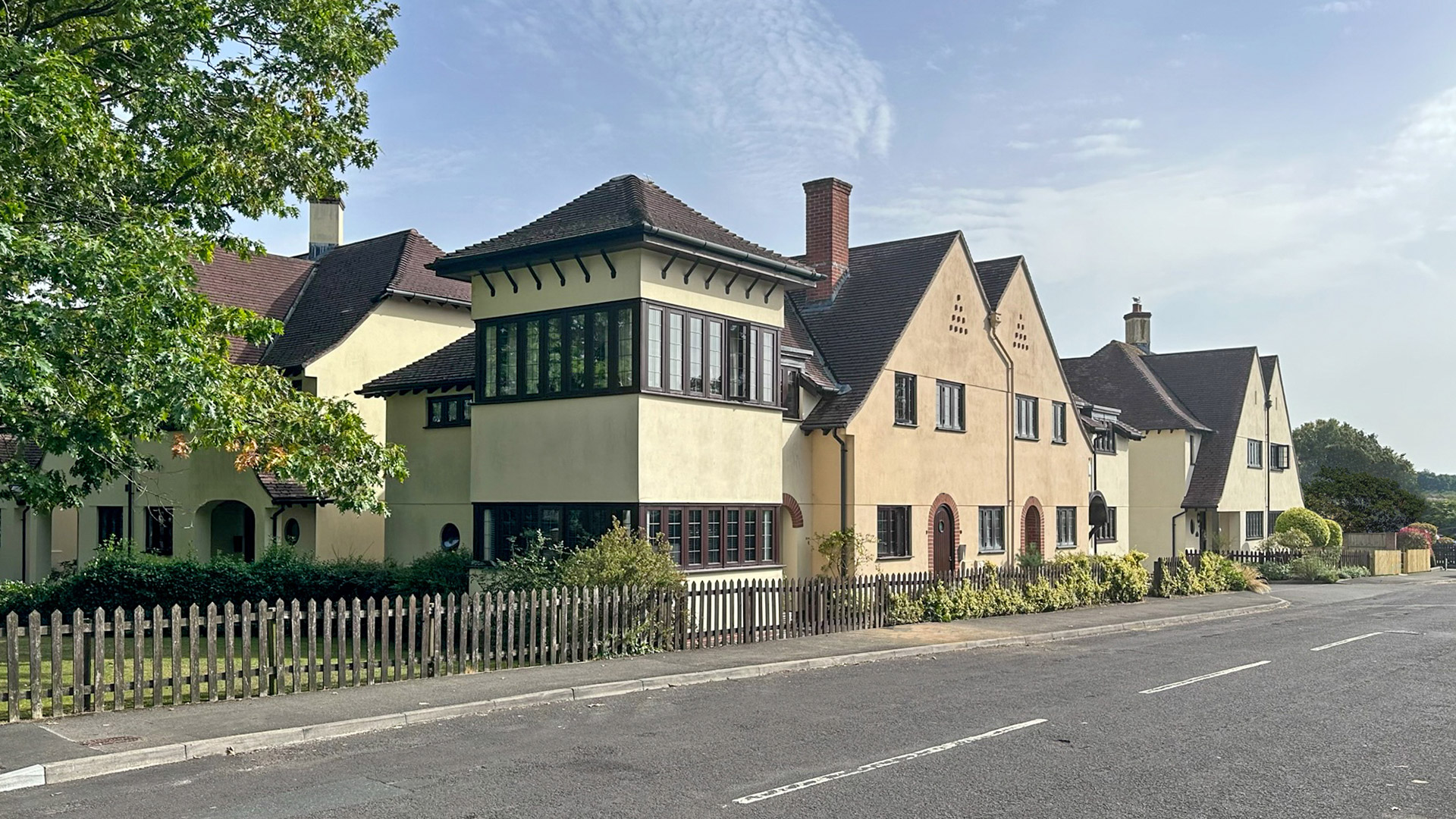 street view of new housing with unique designs