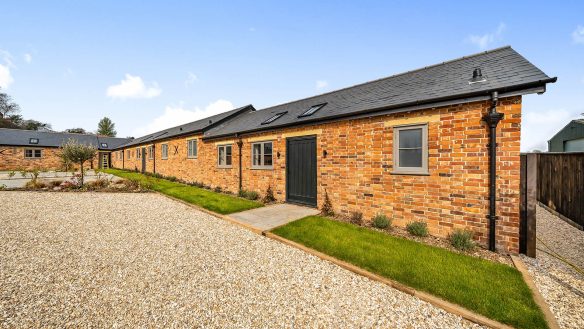 single storey finished barn conversion with traditional red bricks