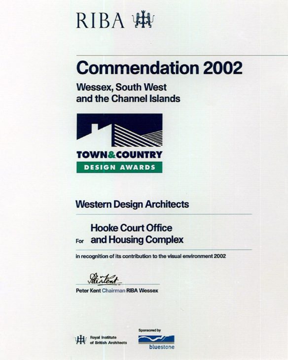 RIBA Commendation 2002 Town & Country design awards certificate