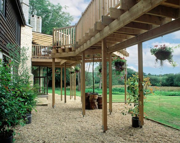 Under decking on walkway balcony on first floor