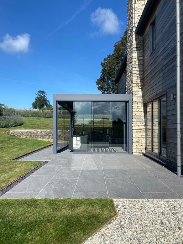 side view of modern garden room