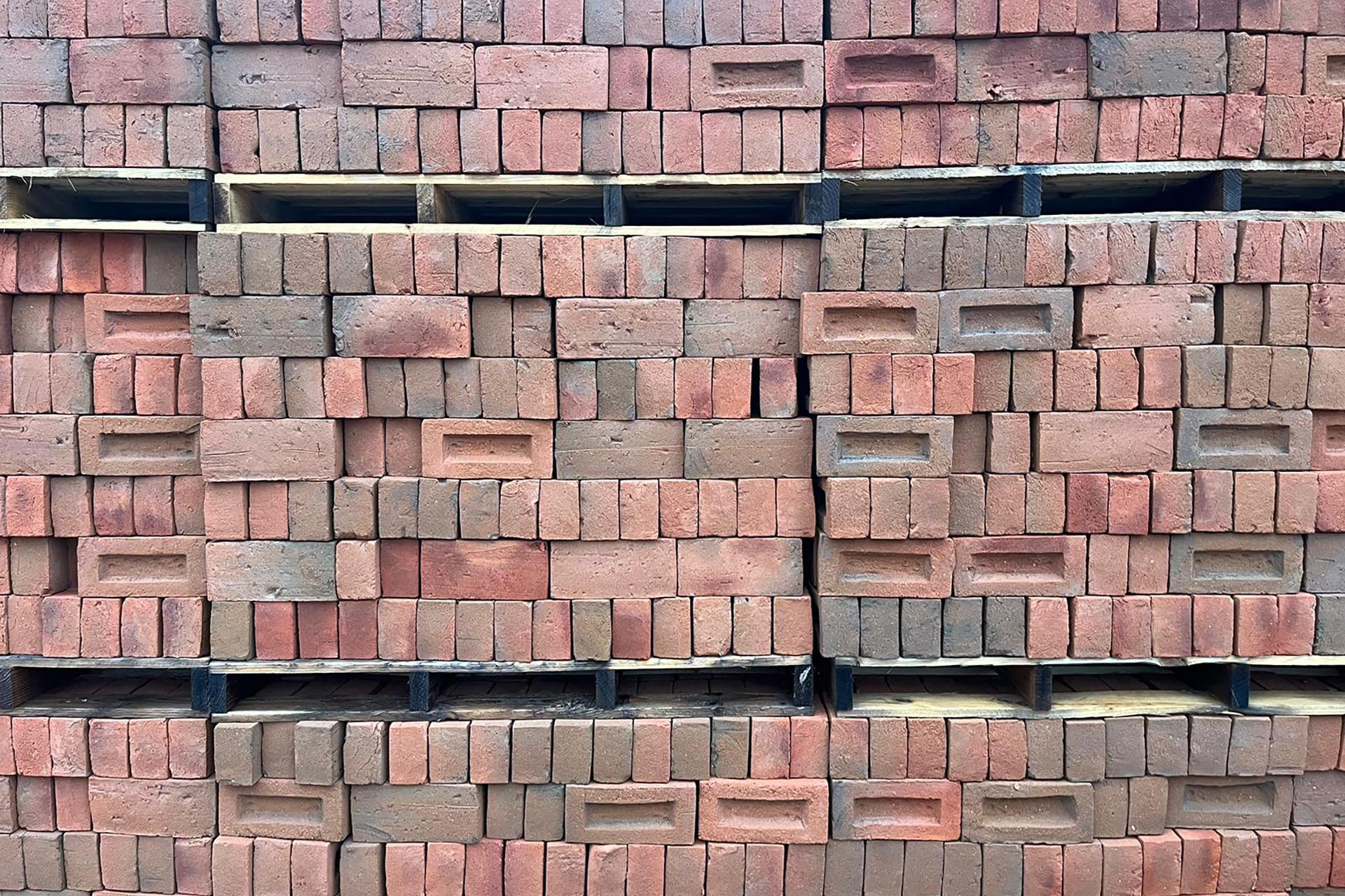 bricks stacked up on pallets