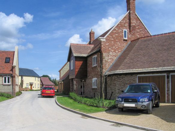 road view of houses with red bricks