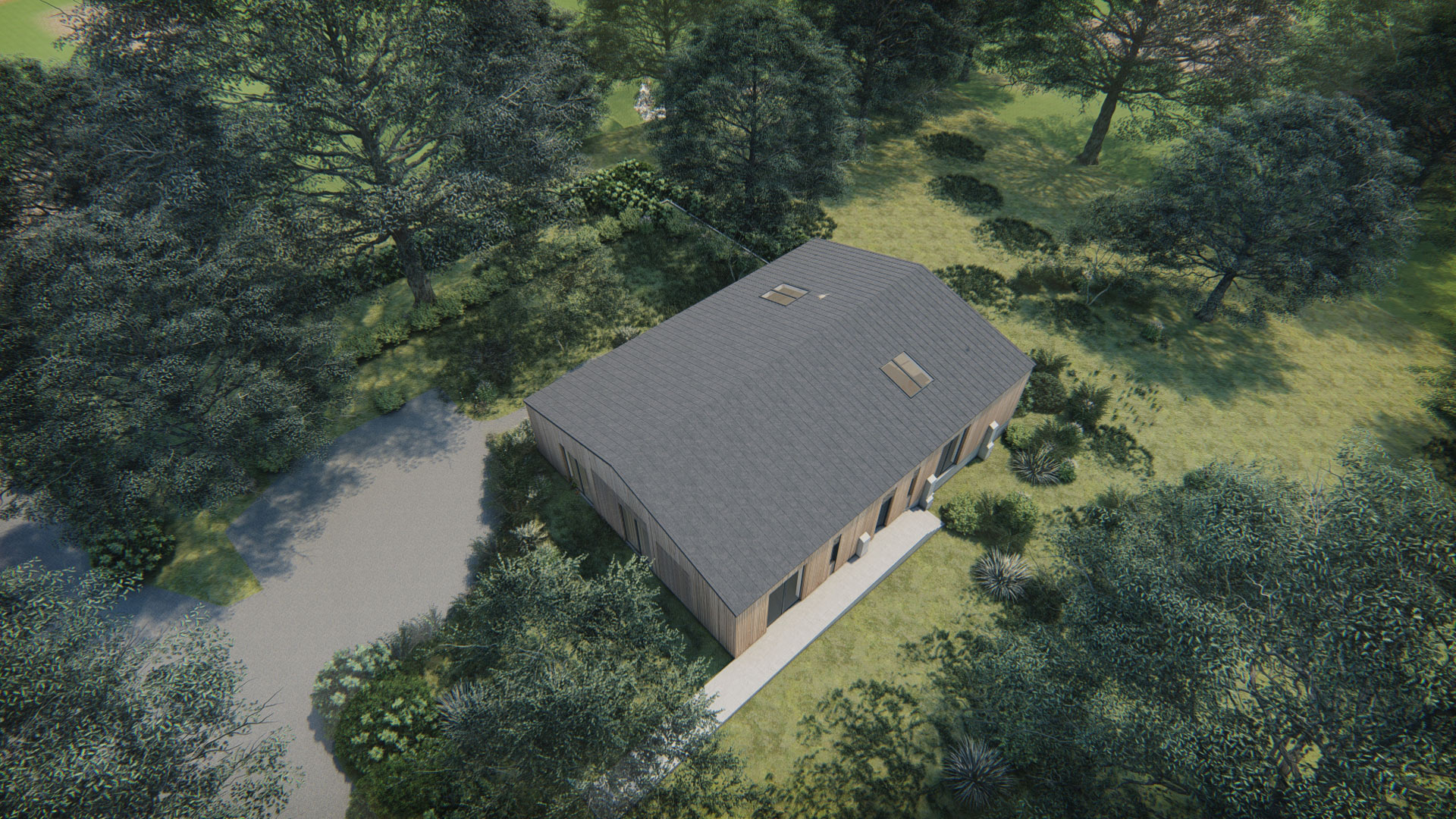 aerial visual for class q barn conversion