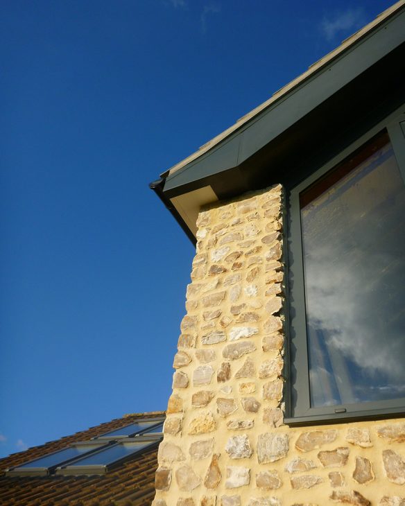 detail view of stonework and window