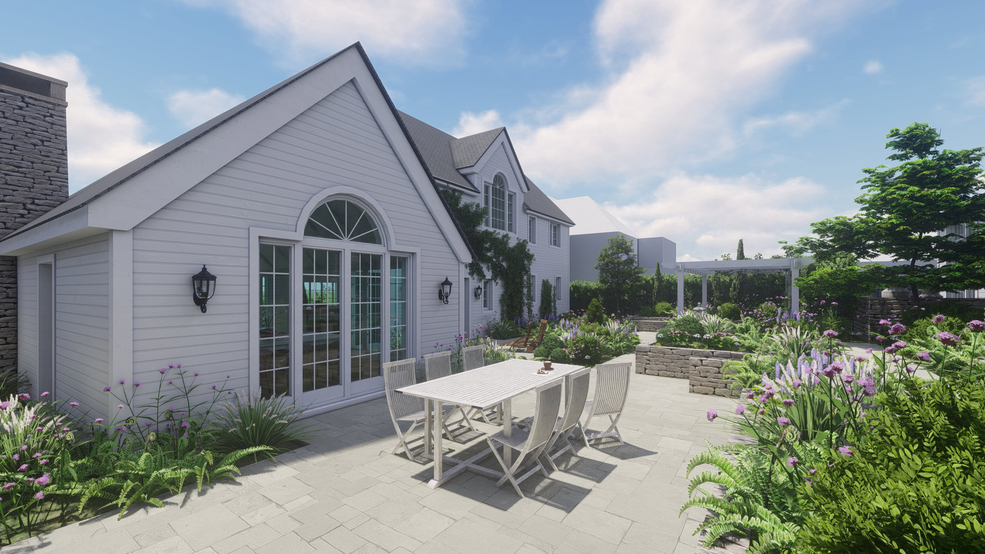 visual of outside dining patio areas