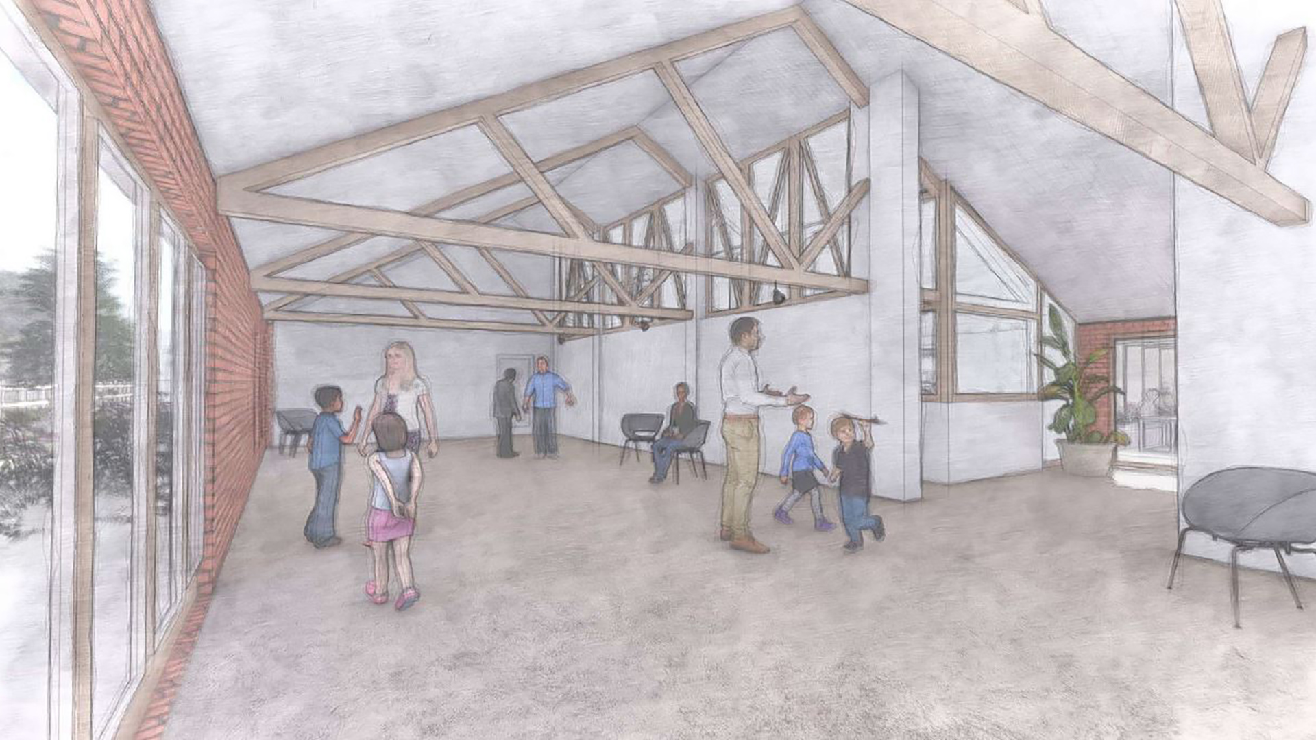 visual of music studio entrance area