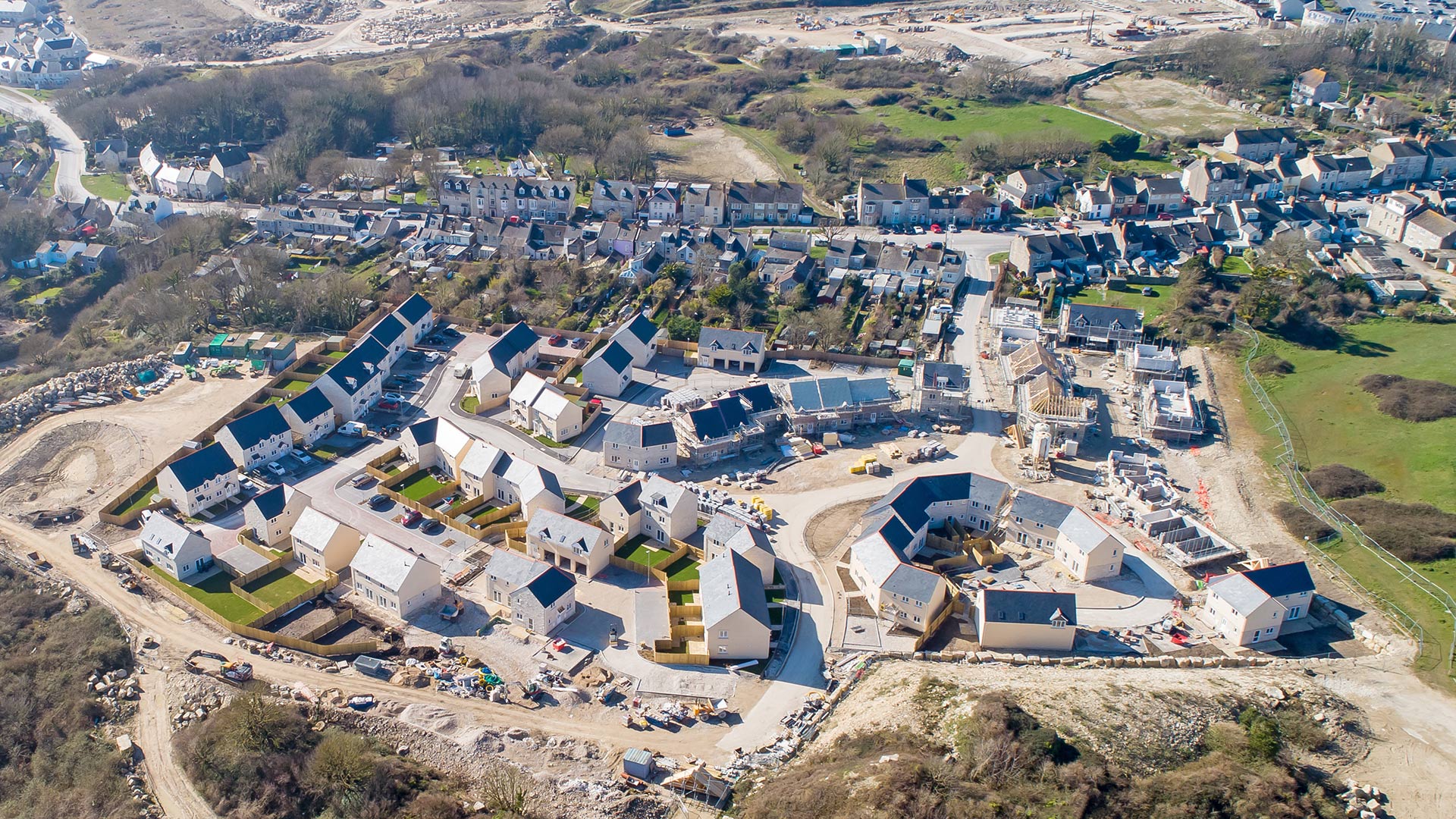 aerial view of new housing development