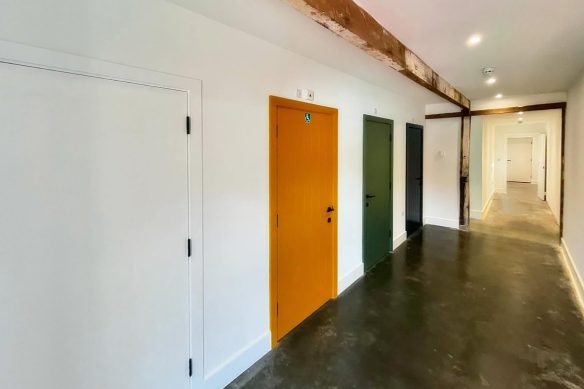 Corridor in community building with concrete floor