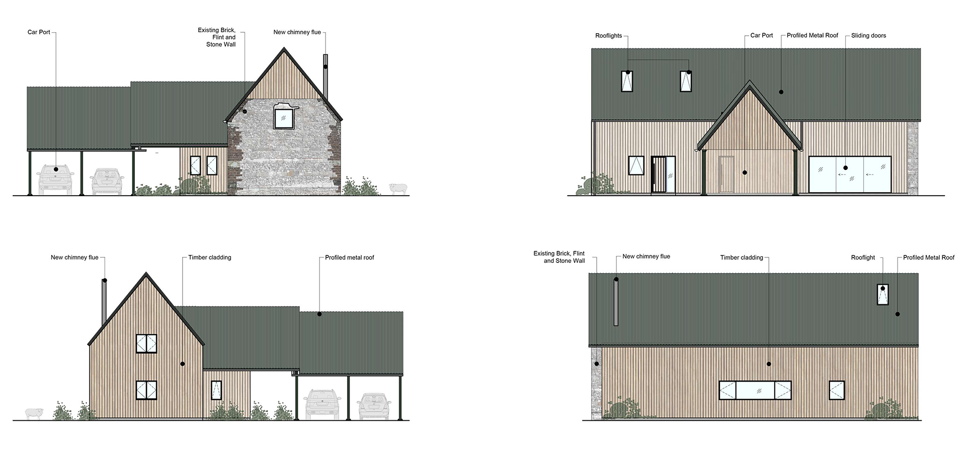elevations of class q barn conversion
