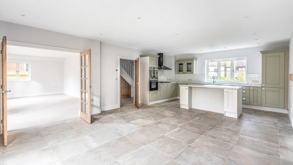 Open plan contemporary kitchen and living room area