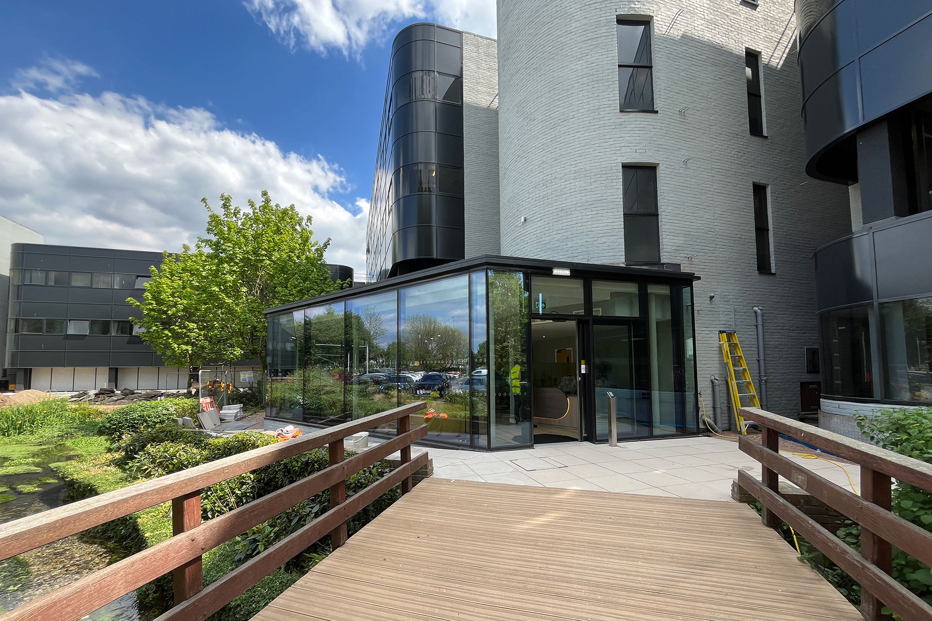 entrance way to reception area of office building