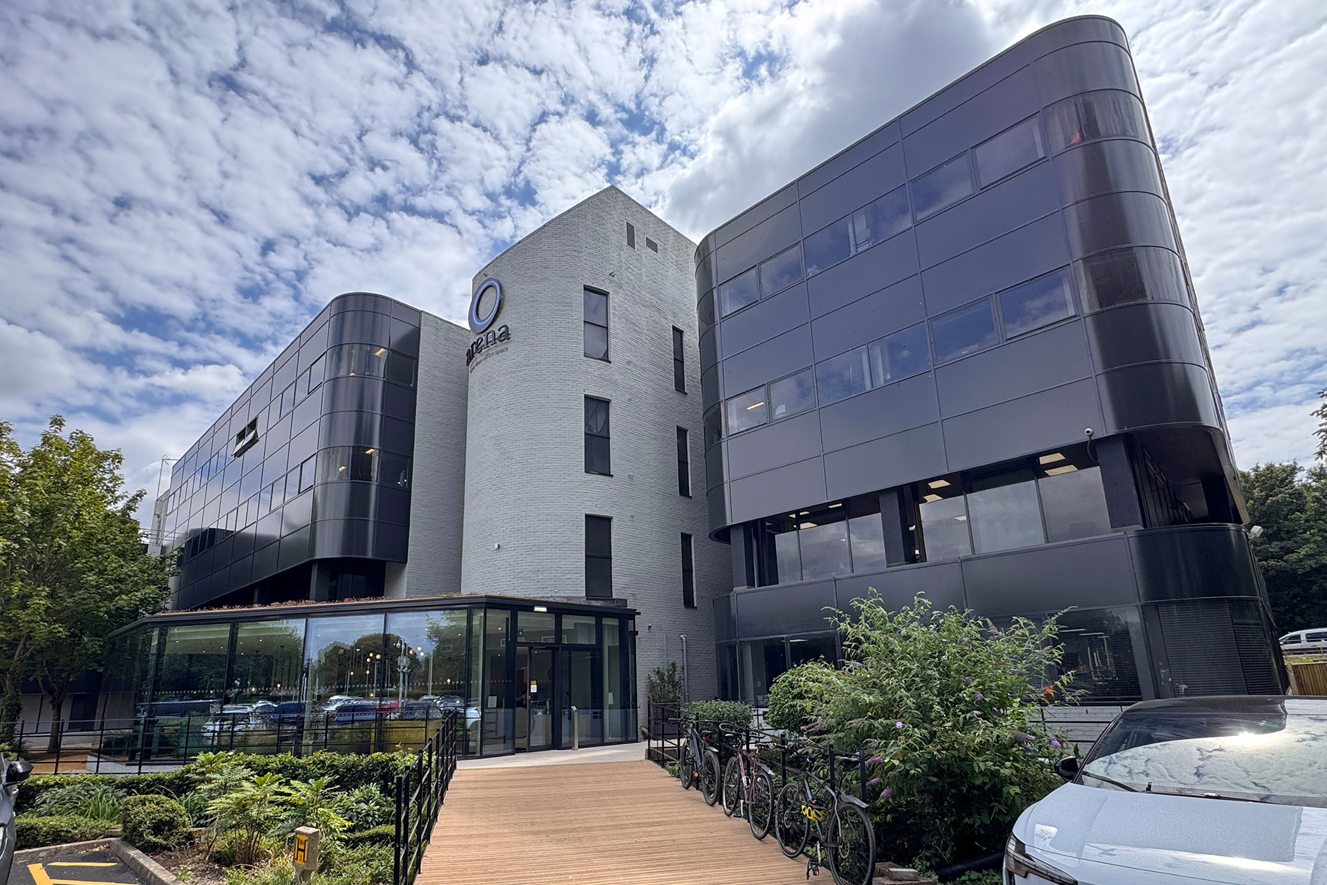 entrance and approach view to contemporary offices
