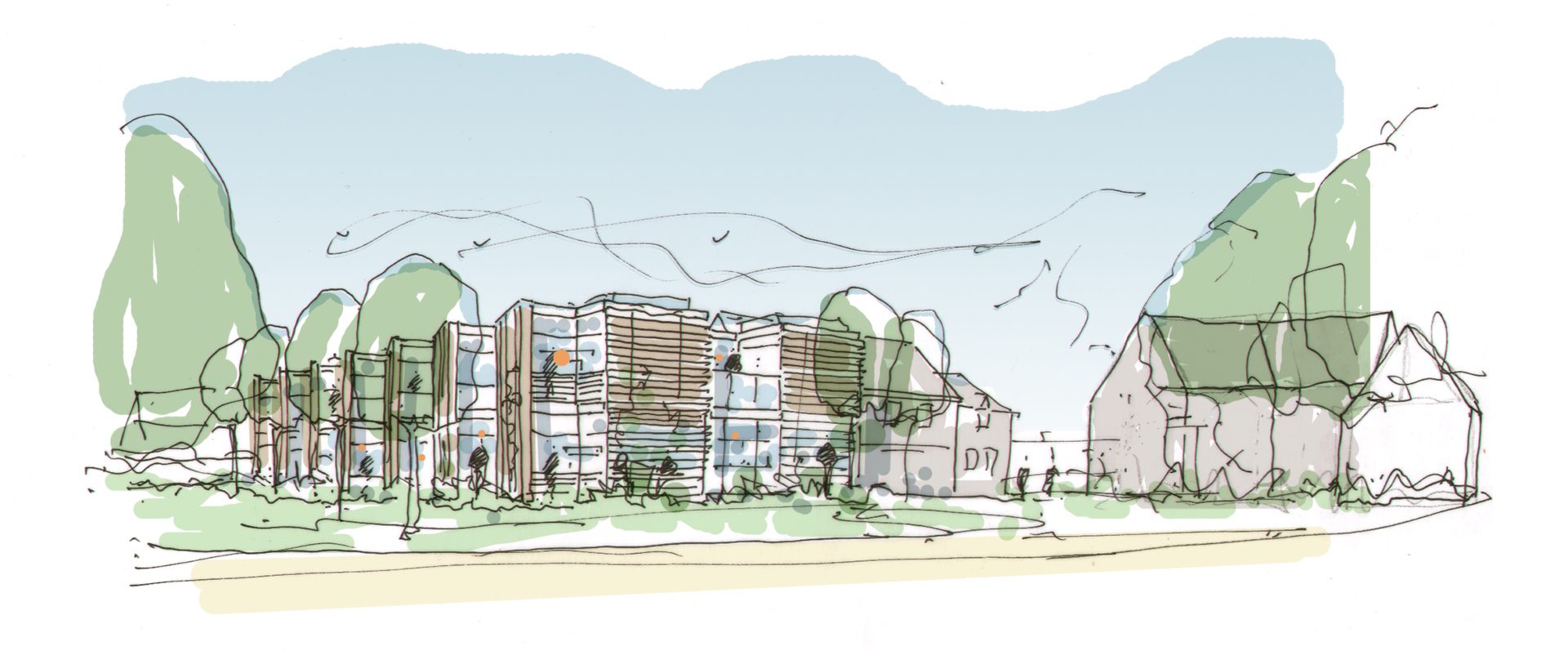 Western Design Architects sketch of perspective view of care home