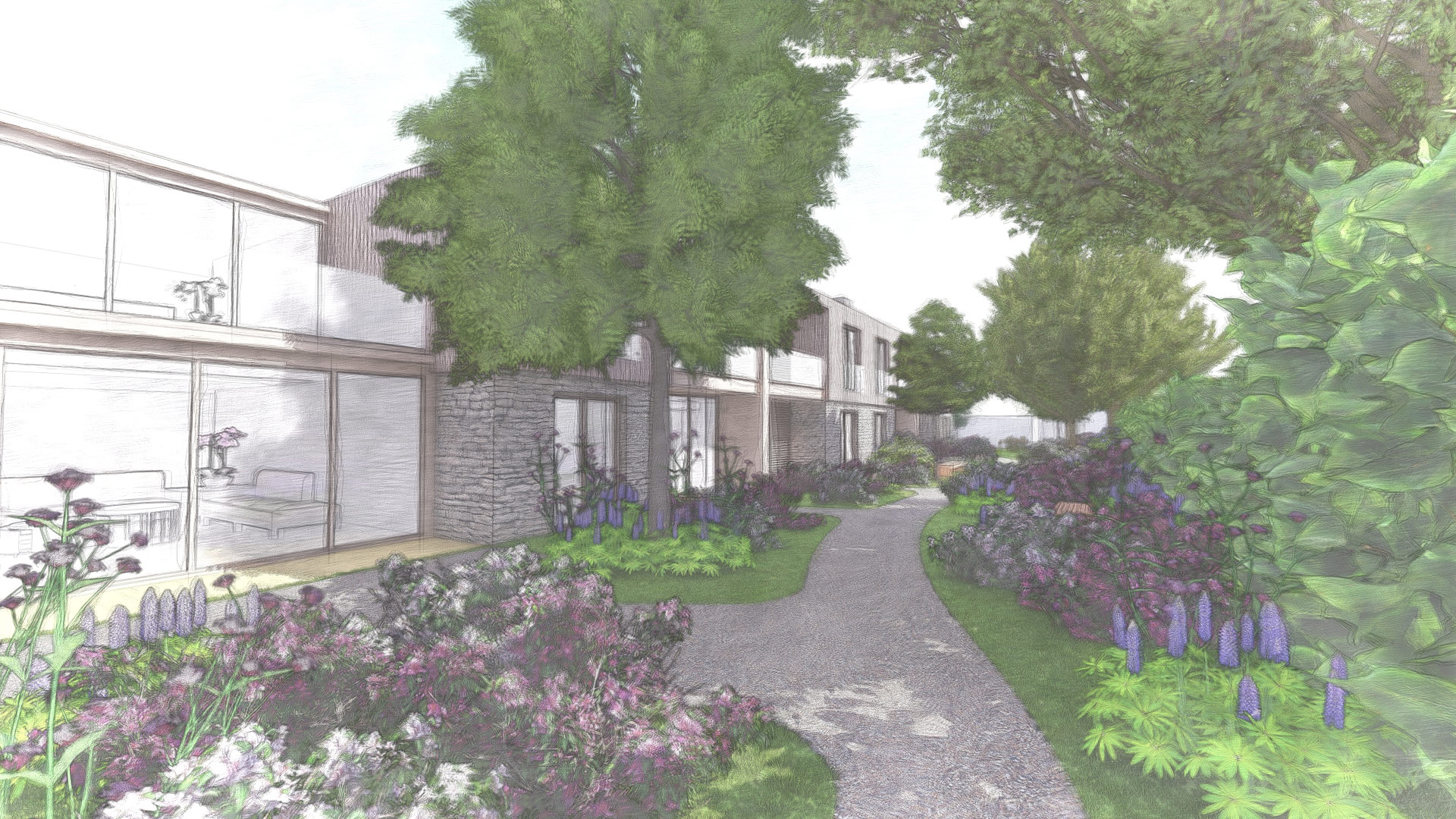 Western Design Architects visual of new care home with balconies on first floor