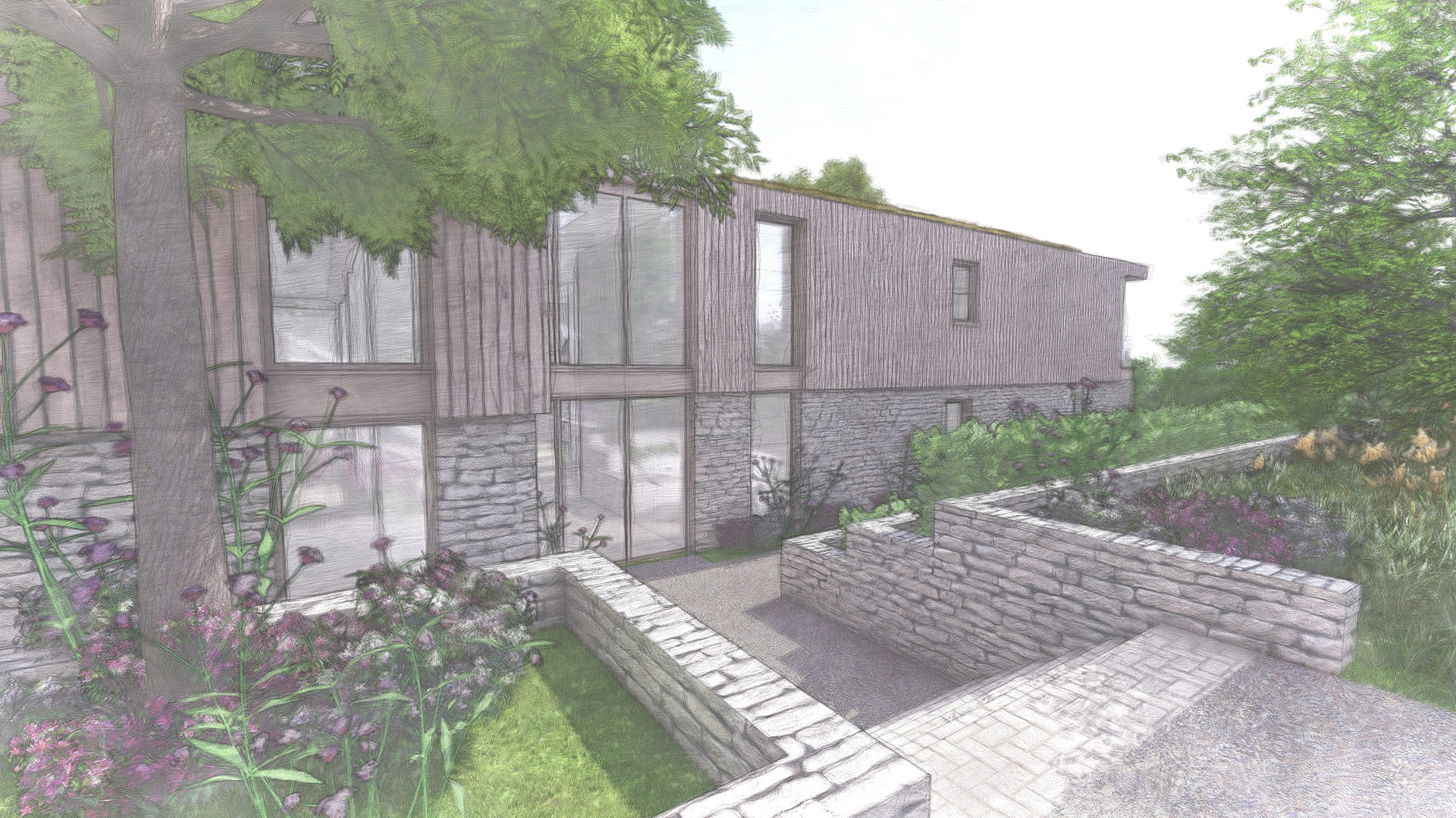 Western Design Architects visual of front view of care home