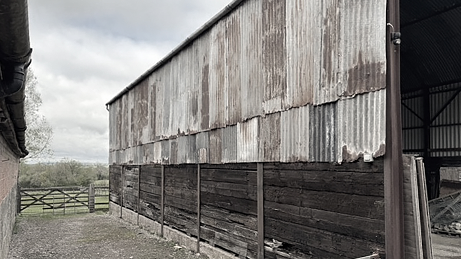 side view of existing barn