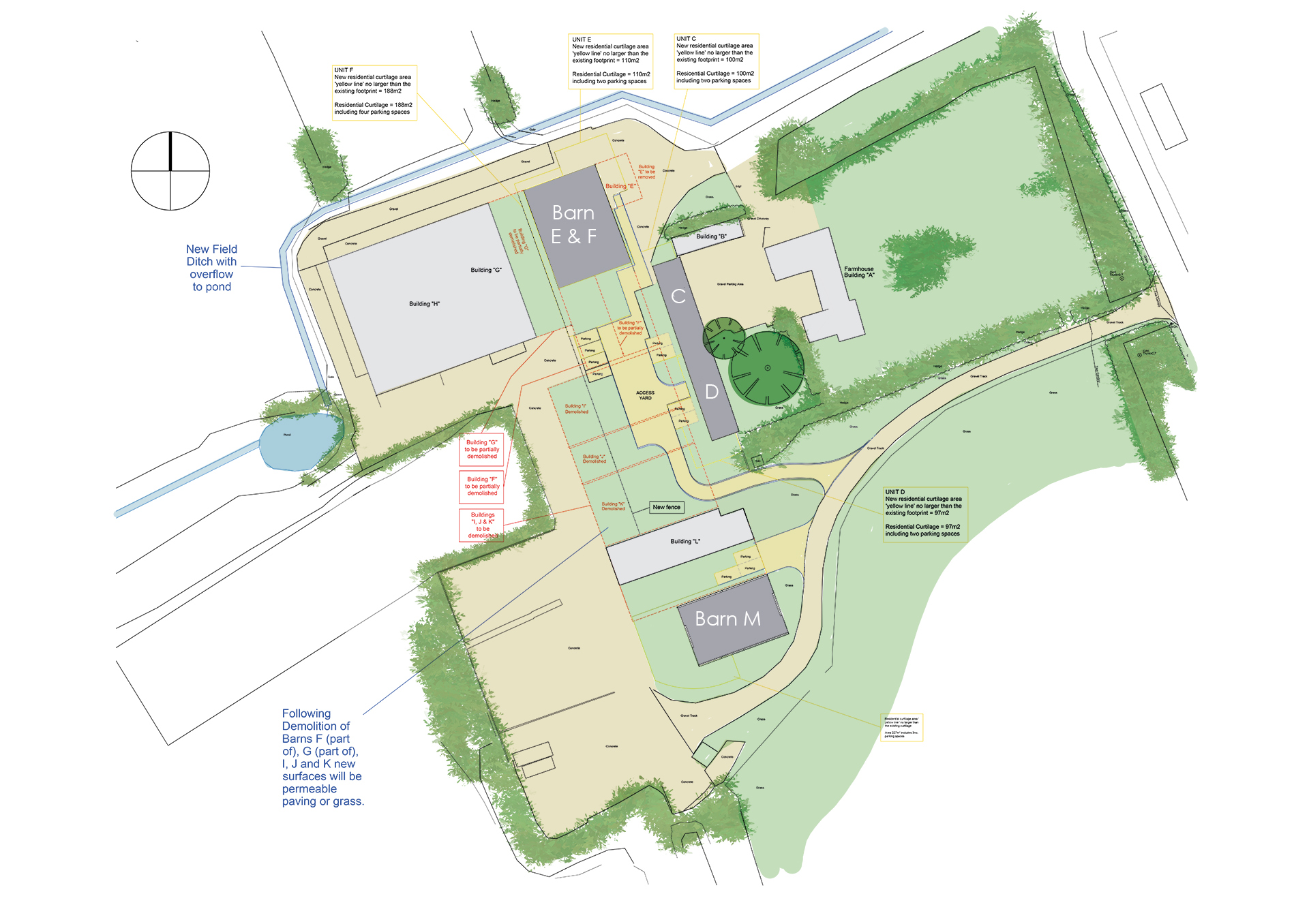 Site plan for Class Q barn conversion