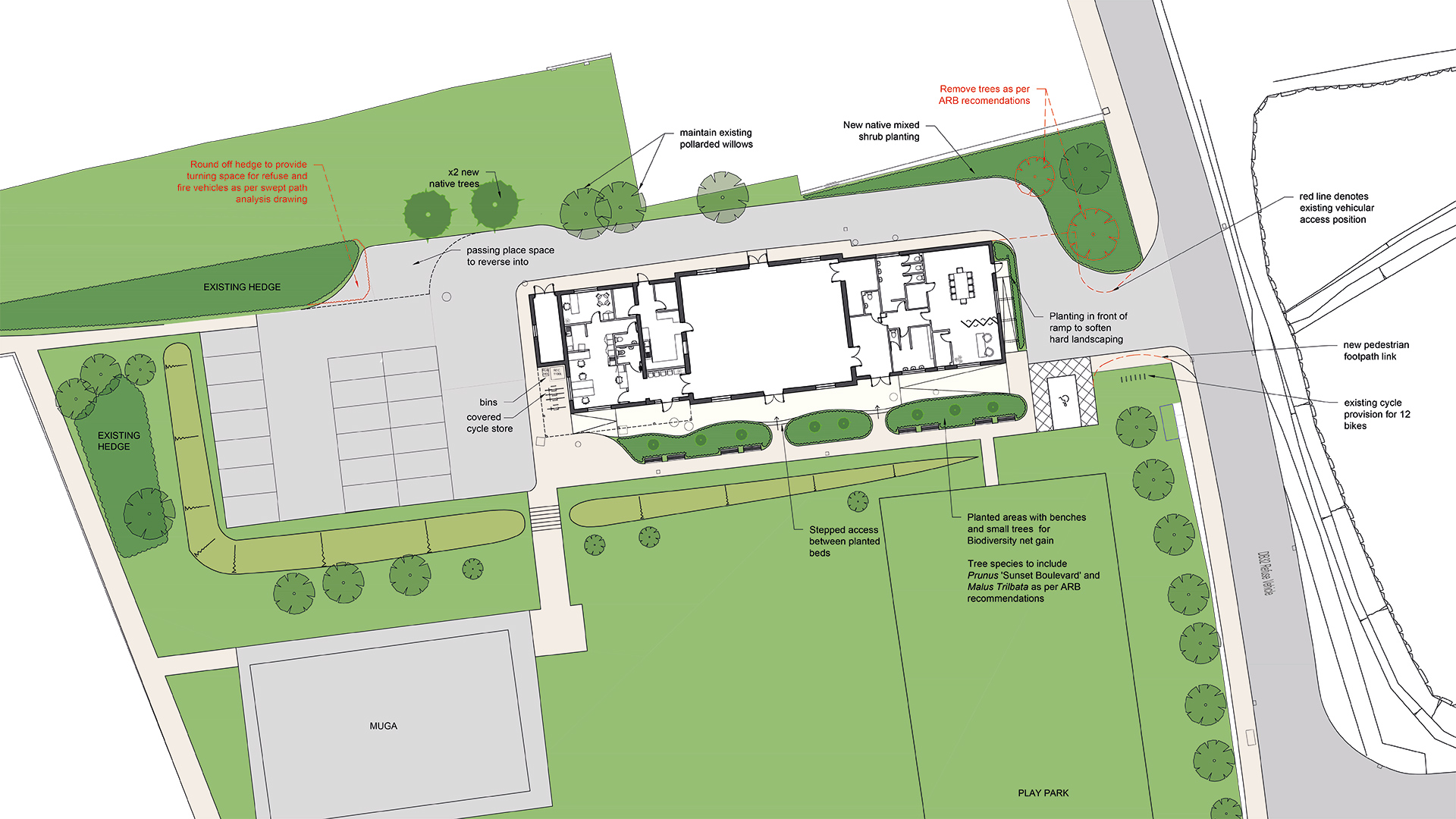 willowbed hall site plan of extension to community building