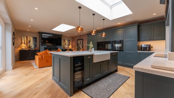 Residential interior contemporary kitchen living room