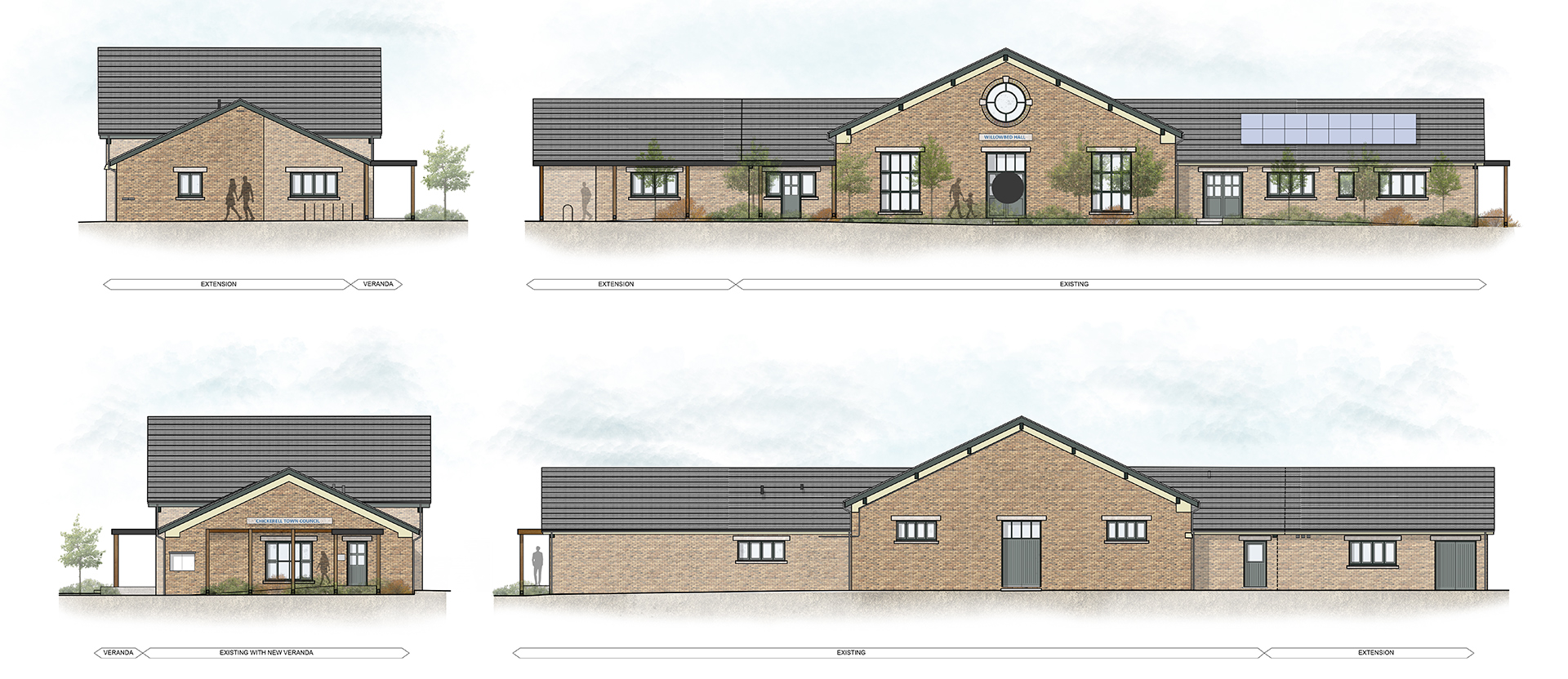 Elevations of public community building