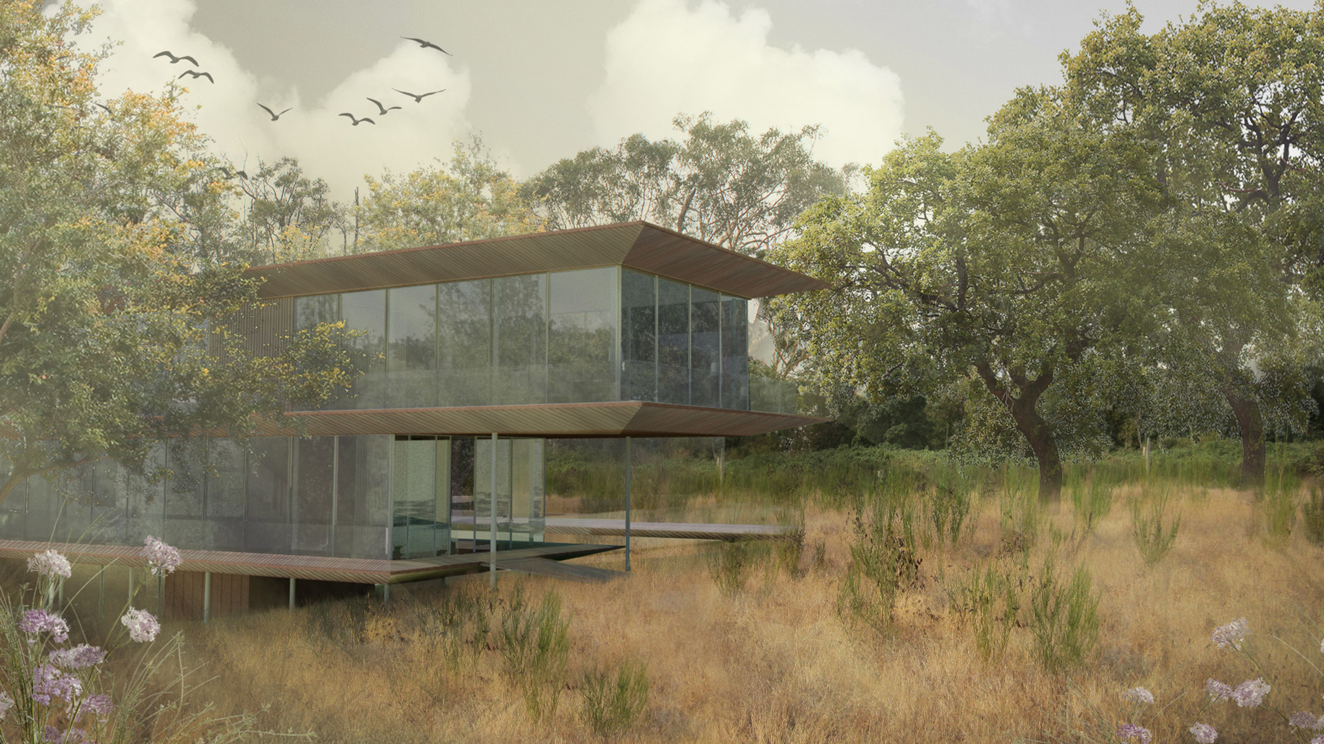 Visual sketch of woodland lodge