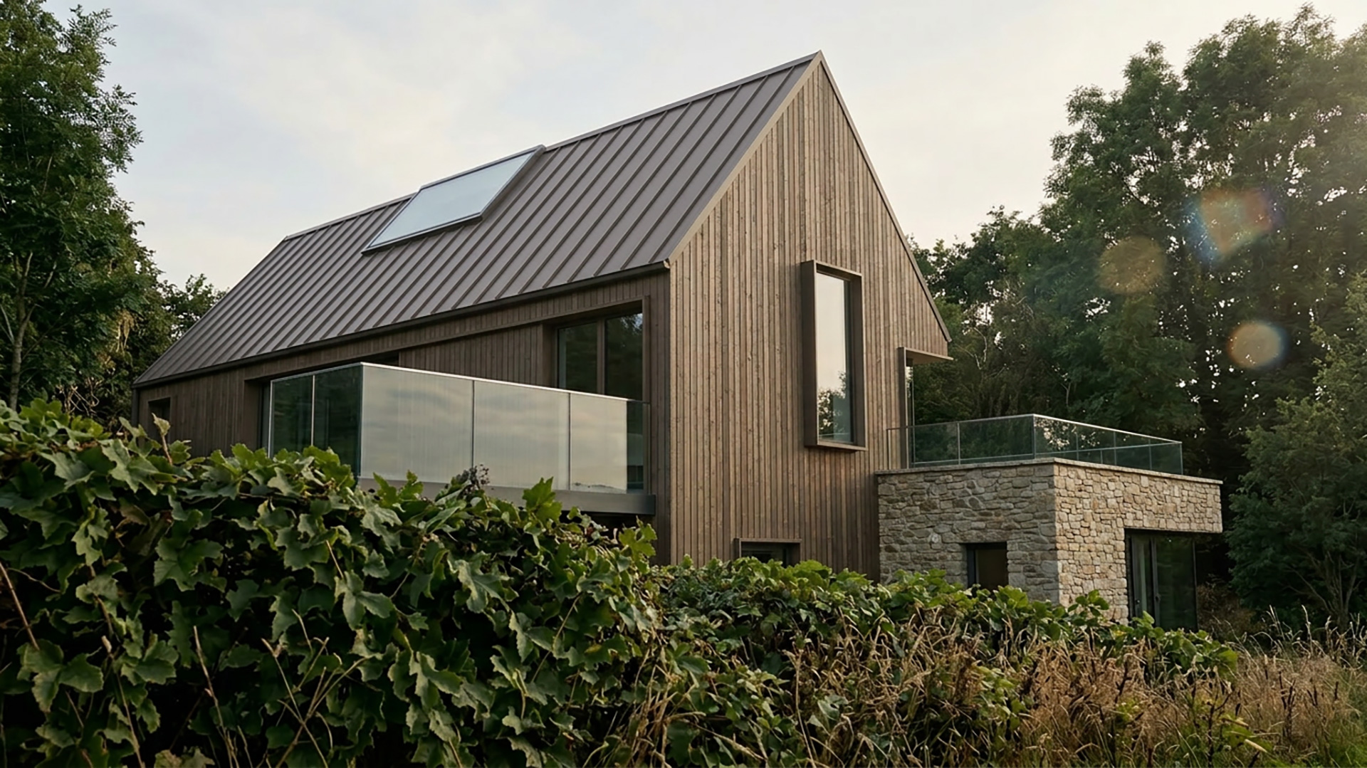 visual of two storey contemporary home with timber cladding