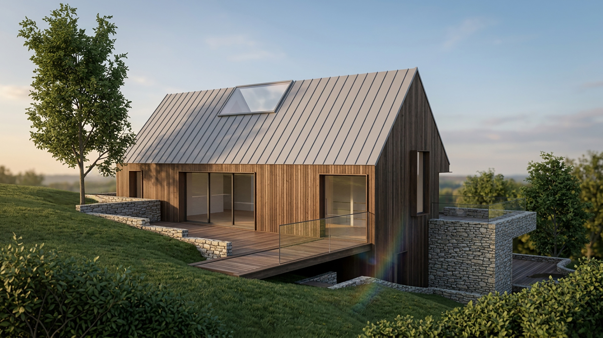 Visual of private detached home with timber cladding and metal roof