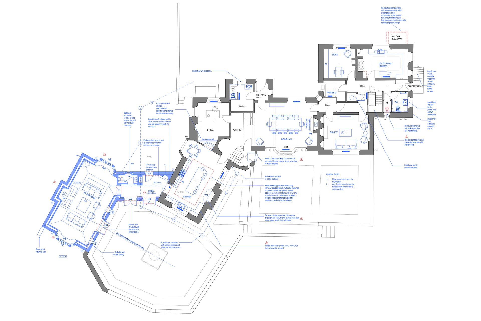 floor plan of heritage grade 2 listed house with extension