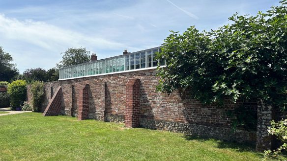 Rear of the greenhouse, made up from an existing brick wall