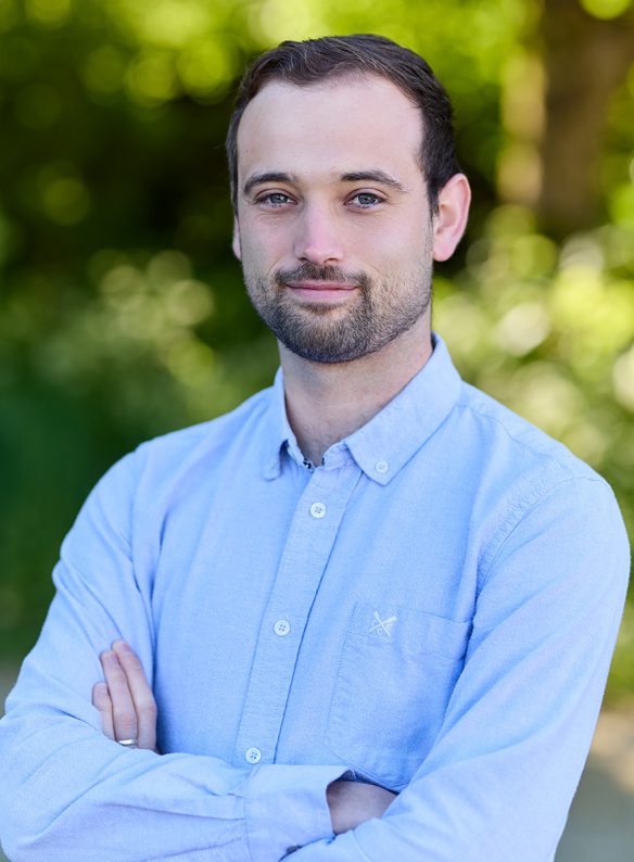 smart man in blue shirt